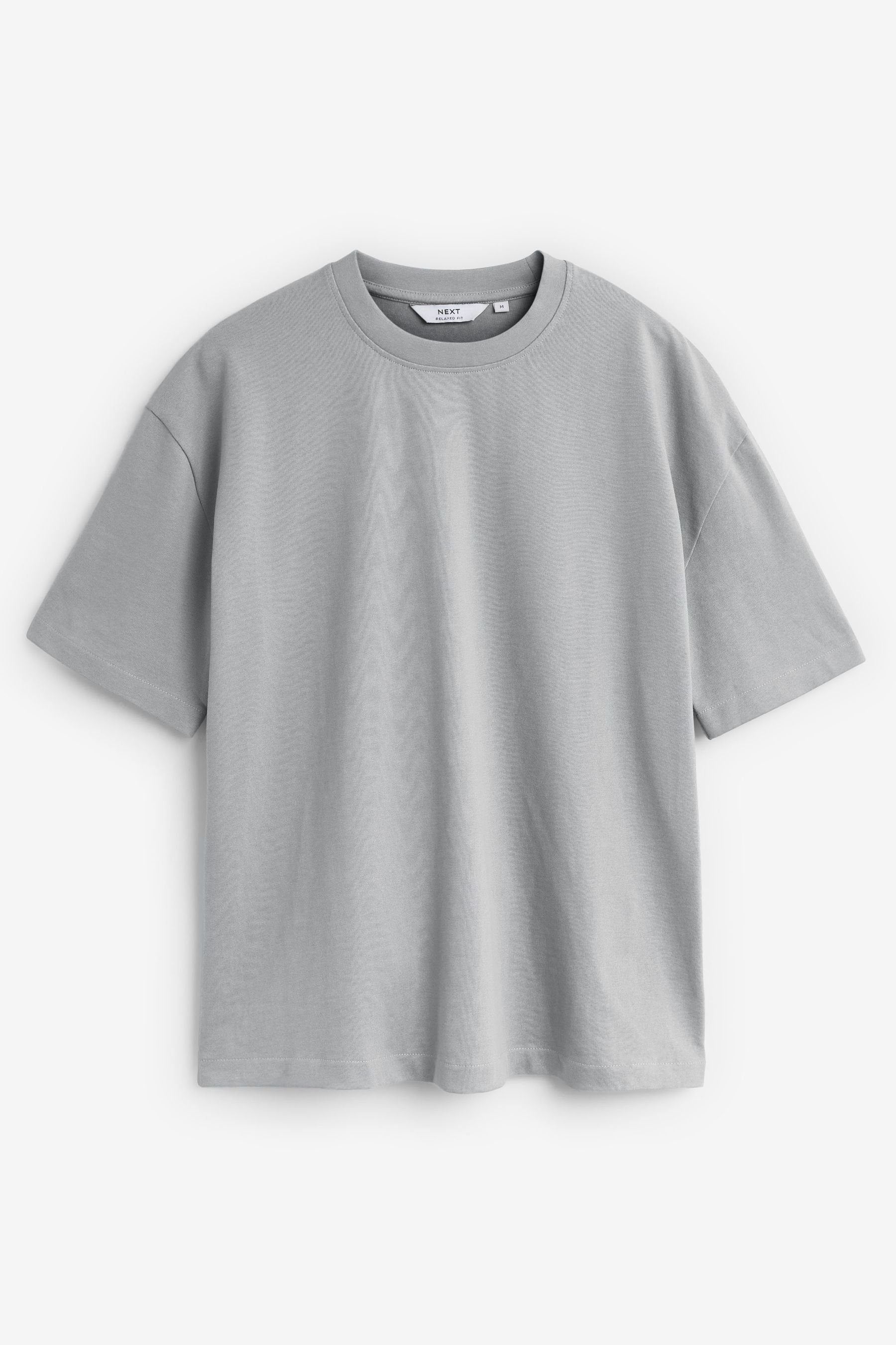 Next T-Shirt Rundhals-T-Shirt im Relaxed Fit Silver (1-tlg) Grey