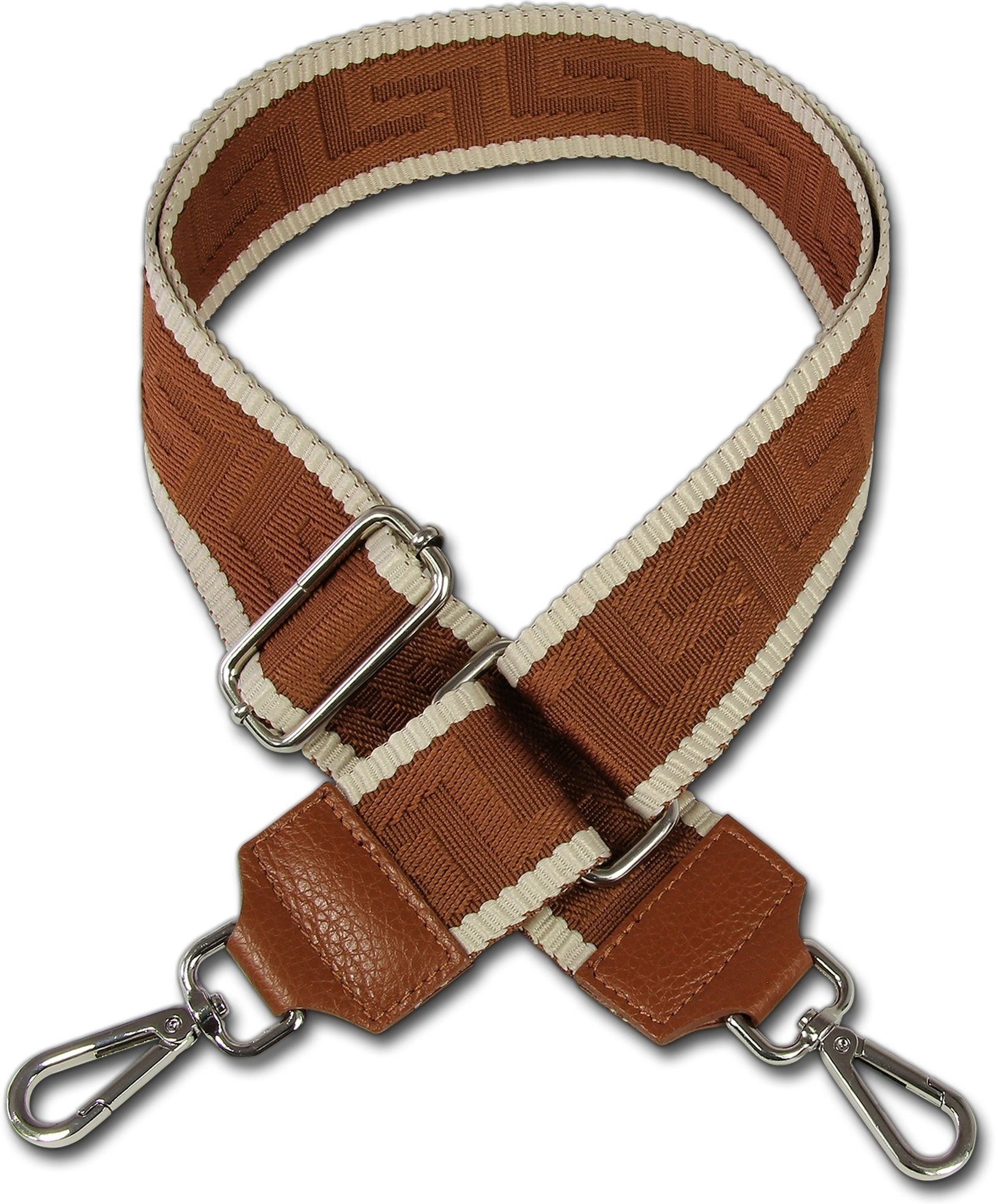 FLORENCE Tragegurt Florence Damen Boho-Gurt Canvas Leder, Taschengurt Canvas, Leder, braun, tan, Größe ca. 140cm