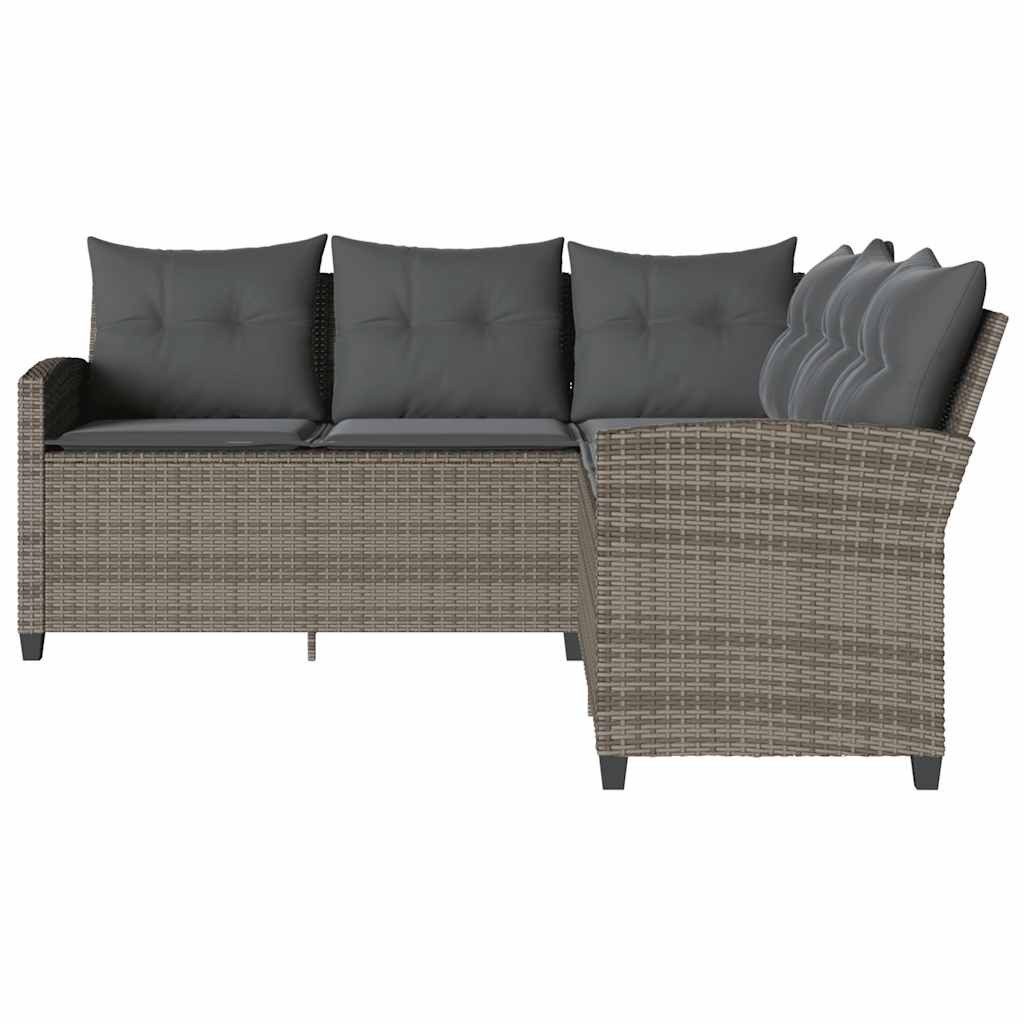 vidaXL Gartenlounge-Set L-förmiges Couchsofa mit Kissen Graues Polyrattan, (1-tlg)