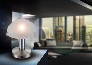 Globo Tischleuchte LED Tischlampe Wohnzimmer Tischleuchte Schlafzimmer Glas weiß silber
