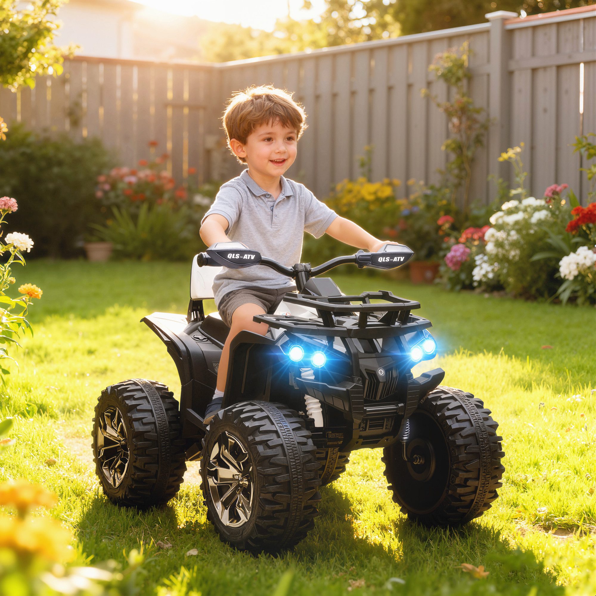 HOMCOM Elektro-Kinderquad Elektro Quad für Kinder mit Vorwärts-, Rückwärtsfunktion 2 Motor USB, Belastbarkeit 30 kg, (1-tlg), 3-8 km,h, für 3-5 Jahre, Weiß