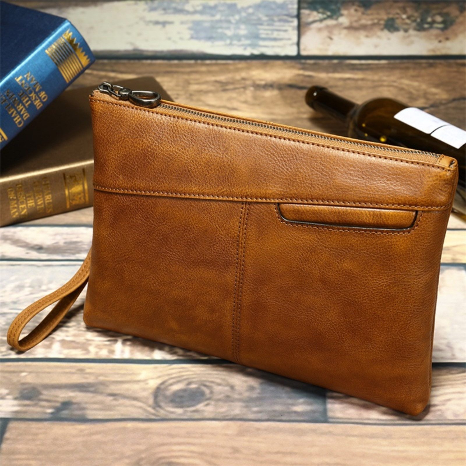 YUBRO-STUDIO Clutch Herren Leder Clutch Tasche günstig online kaufen