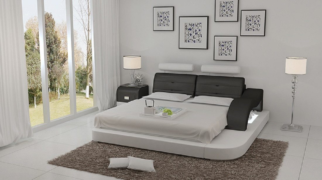 JVmoebel Polsterbett Design Bett XXL Big Betten Hotel Polster 160x200 Multifunktion Regal (Bett "LB8802), Made in Europa