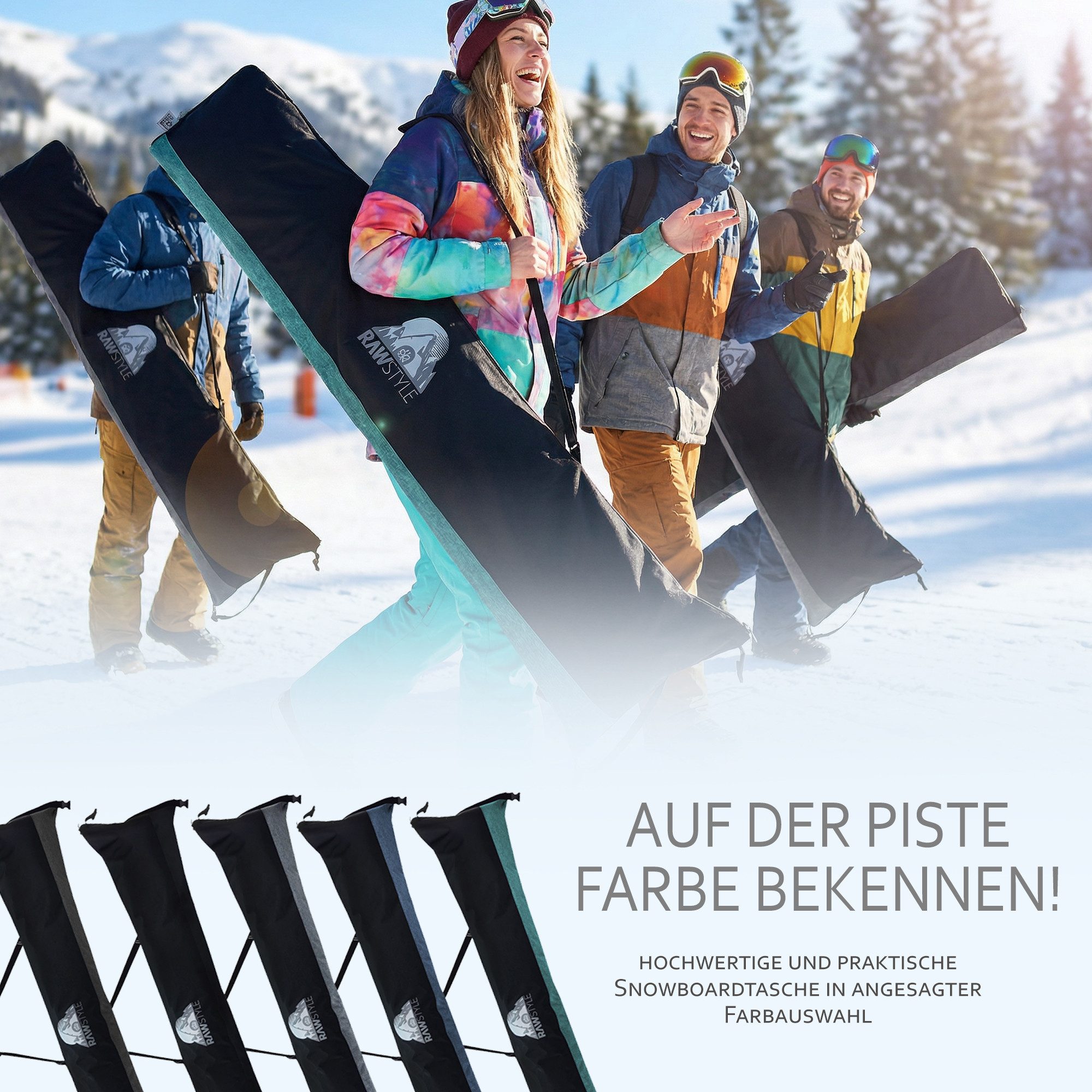 BambiniWelt by Rafael K. Skitasche Snowboardtasche für Board Boots Helm verstellbares Rolltop 140-170cm, universelle Snowboardtasche, Rolltop-Systems 140-170cm
