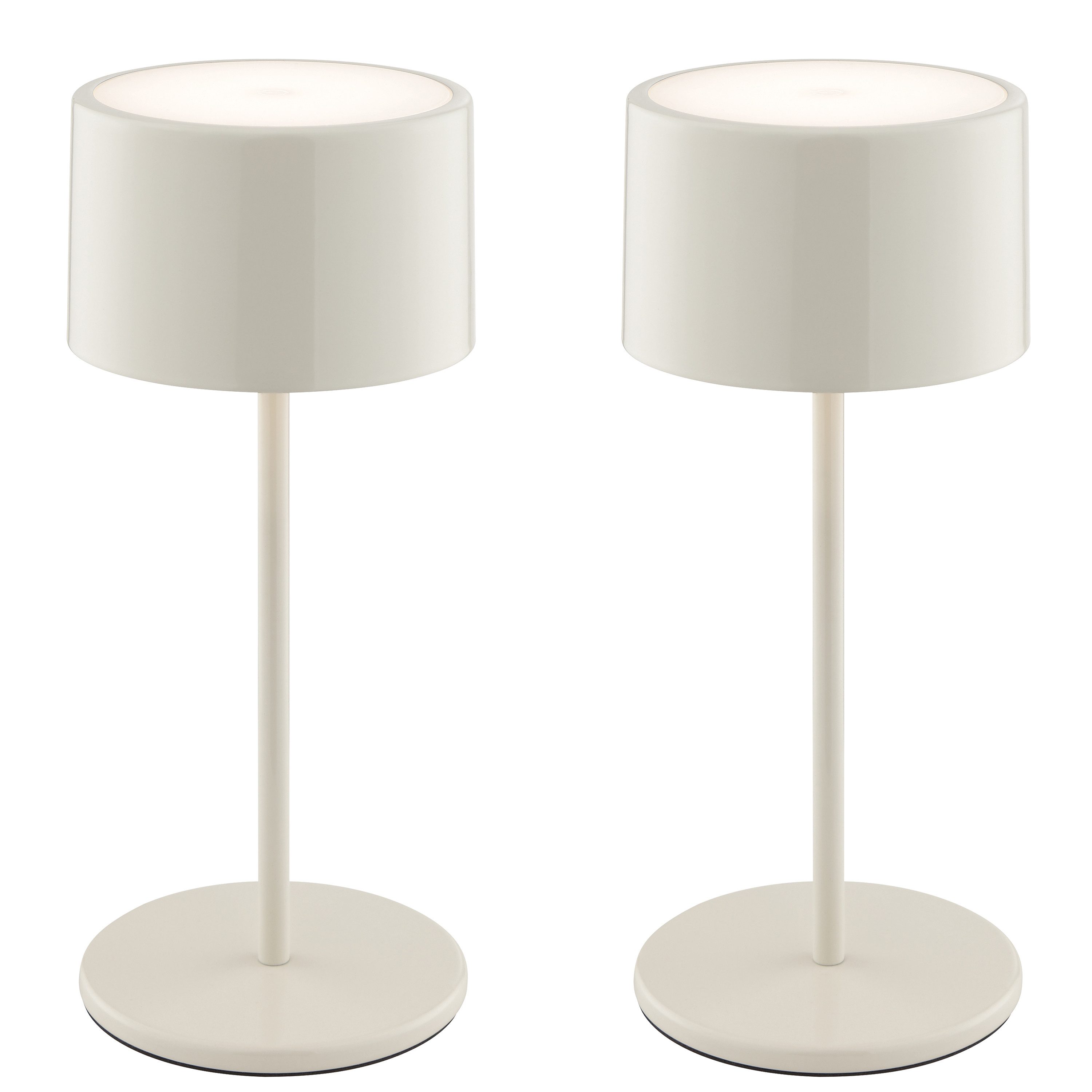 OTTO home Tischleuchte Dreell, Akkuleuchte, Dimmfunktion, LED fest integriert, Warmweiß, 2er Set, 210 lm, Touchdimmer, 3000 K, H 21 cm