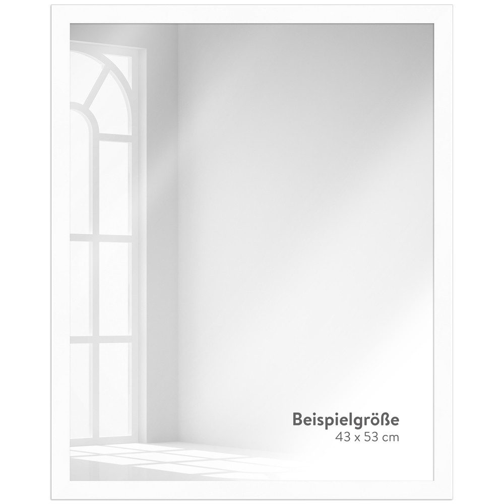 WANDStyle Wandspiegel H960, Großer Spiegel Weiß 43x53 cm, Wandspiegel Bad groß, Ganzkörperspiegel – Bild 4 von 5