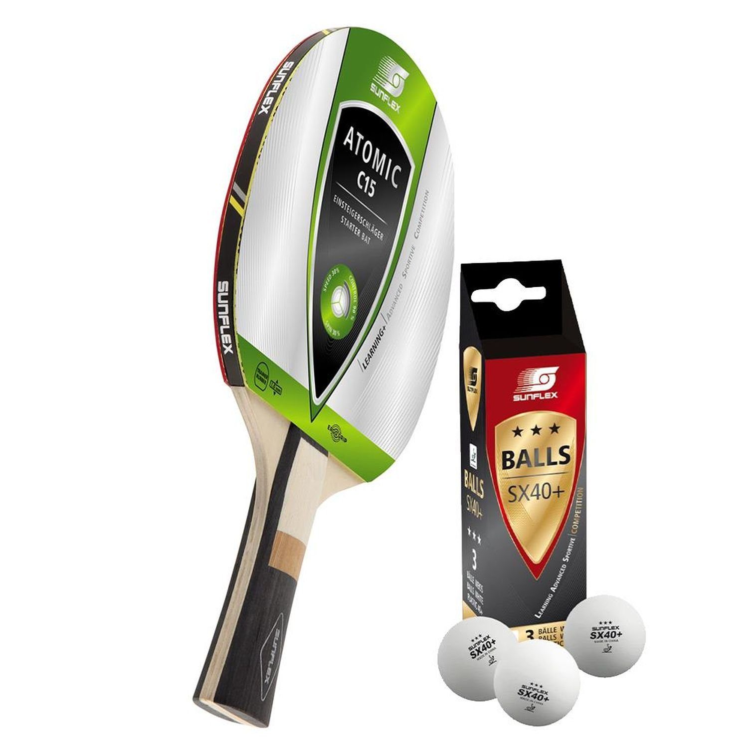 Tischtennisschläger 1x Atomic C15 + 3x SX+ Bälle