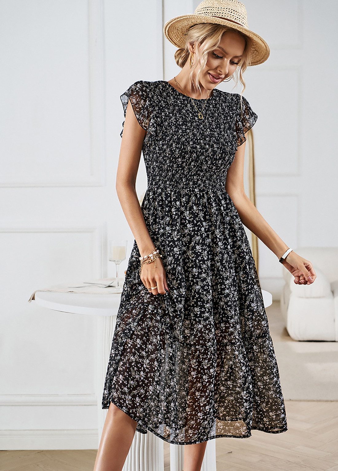 DEBAIJIA Dirndl Sommerkleid Damen Frauen Bedruckter günstig online kaufen