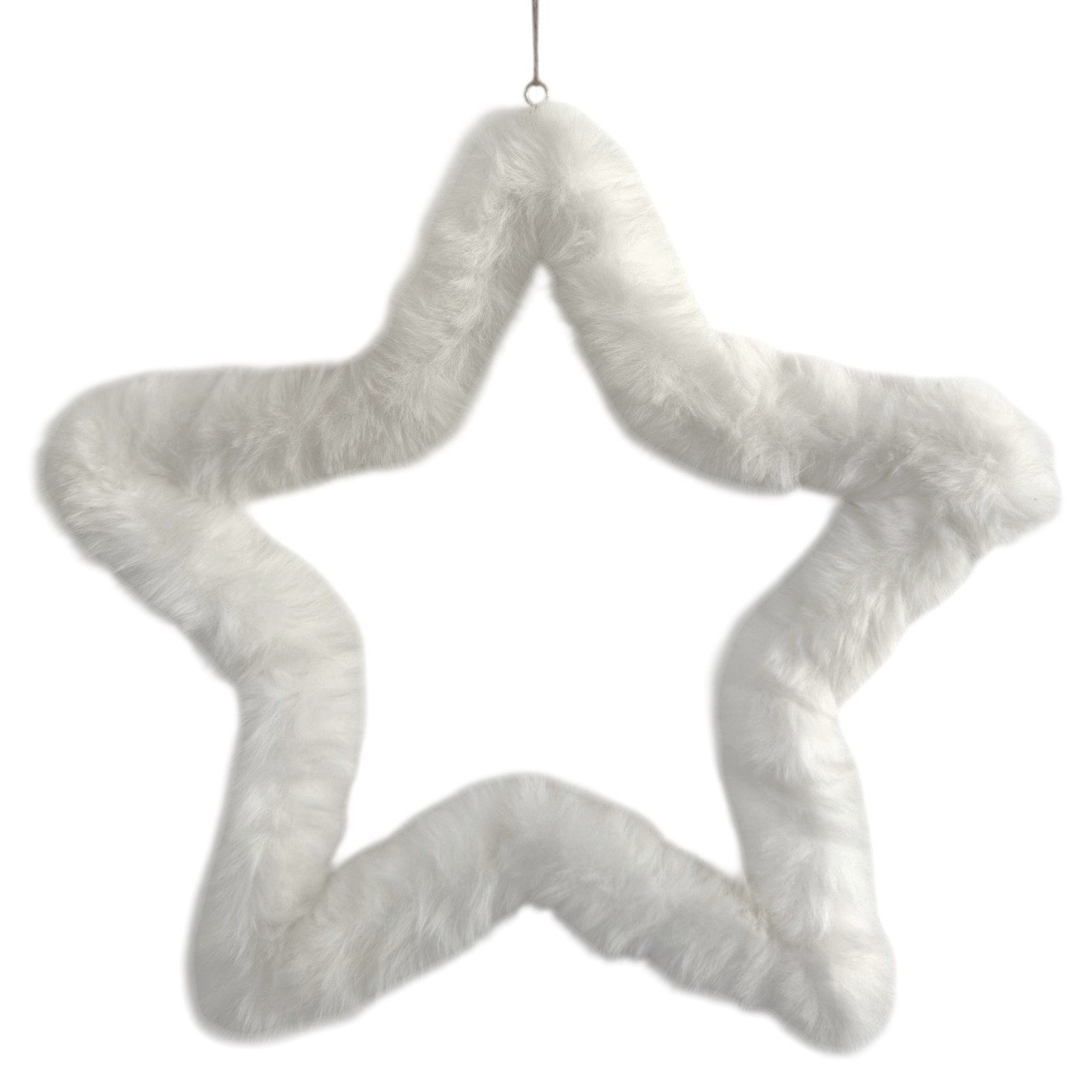 naninoa GmbH Hängedekoration Fell-Stern 30cm, Flauschiger Stern zum Aufhängen, Winterdeko Weiß