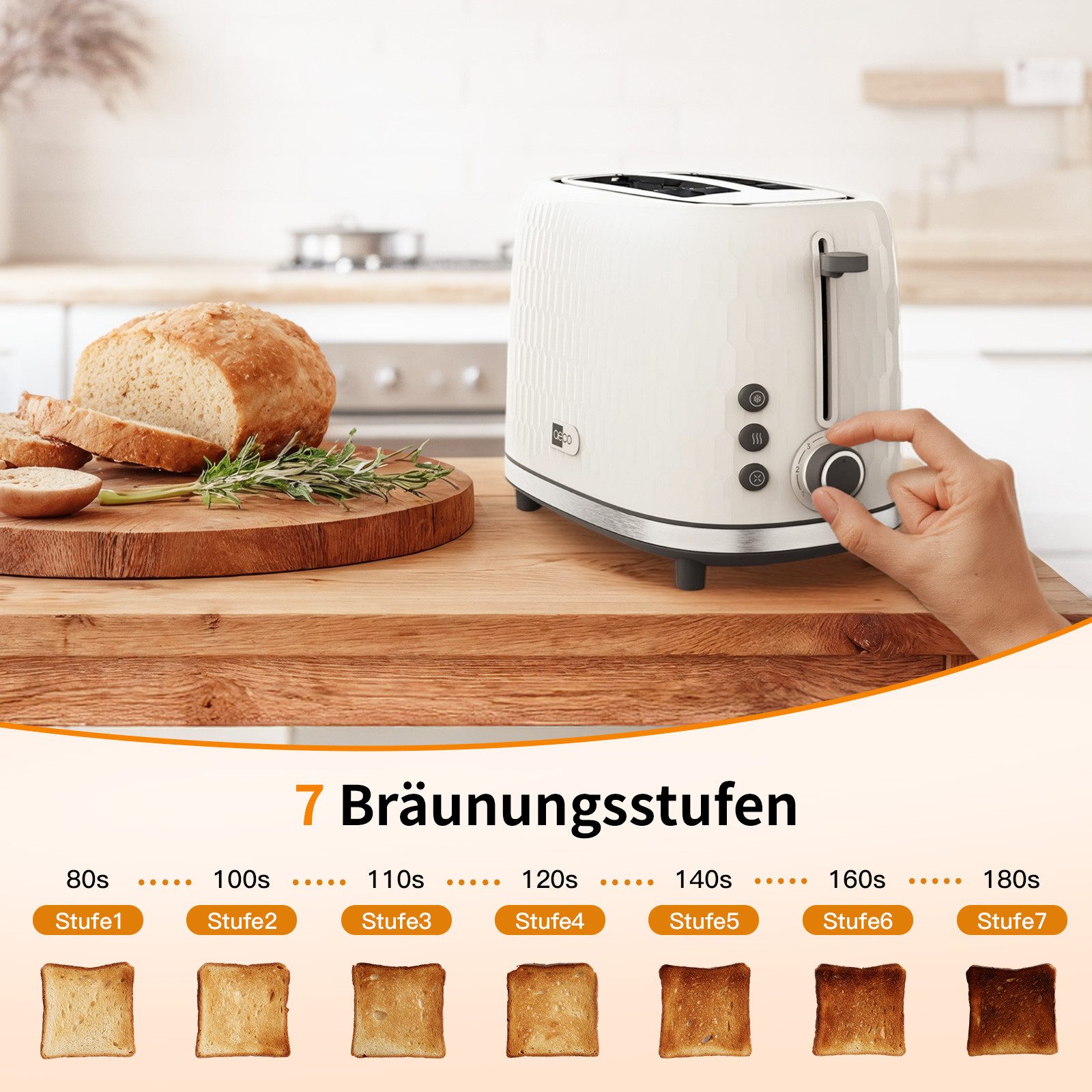 AECO Toaster toastlab ONE Toaster, Zwei extra große Toastschlitze, für 2 Scheiben, 950 W, Edelstahl