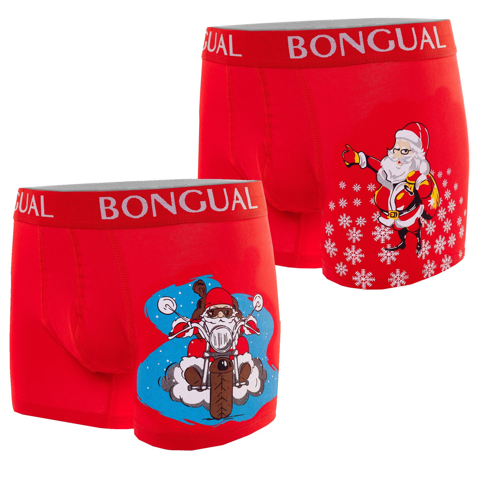 Santa Bongual Claus Boxershorts Geschenkidee Logo-Elastikbund Motiv Retroshorts mit Weihnachtsunterhose (6er-Pack)