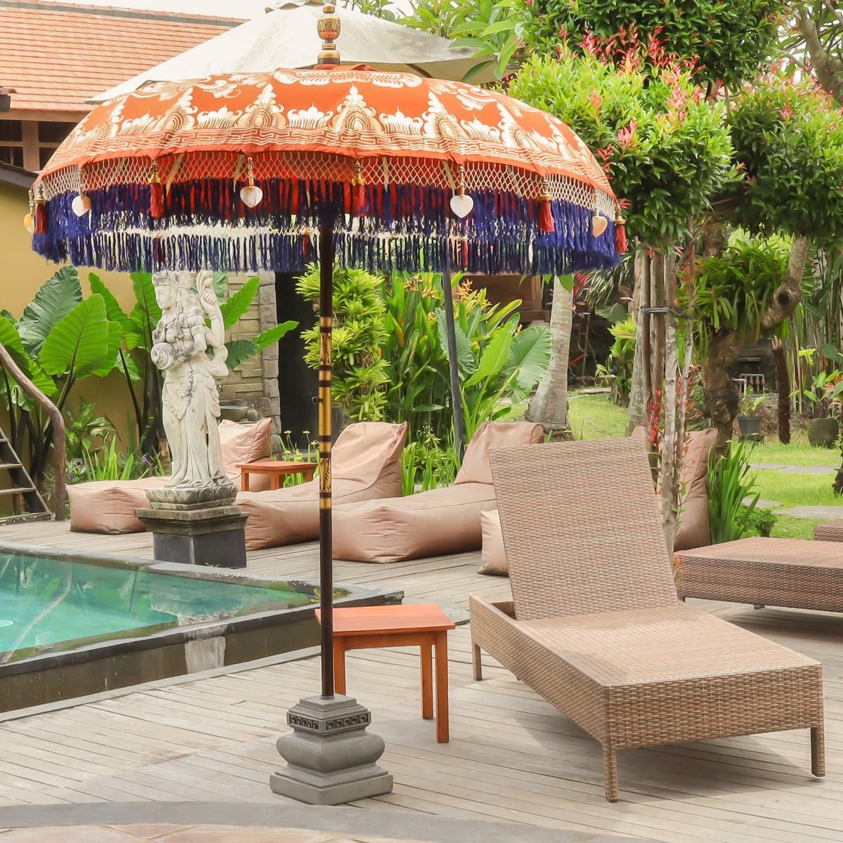 Oriental Galerie Sonnenschirm Bali Garten Sonnenschirm Orange Model Amelie 185 cm