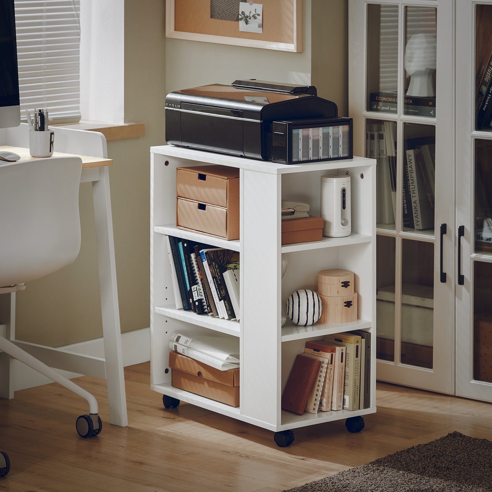 SoBuy Druckertisch FBT68, Druckerschrank mit Rollen, Beistelltisch für Büro günstig online kaufen