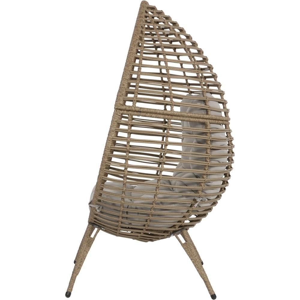 Natur24 Gartenstuhl Chill Straw Relax Stuhl Polyratten Stahl Braun Grau 99 x 91 x 156 cm