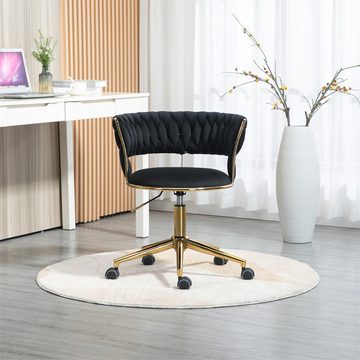 XDeer Stuhl Weicher Samt Bürostuhl, drehbar 360°, verstellbare einem, ausgeh?hltes Rückendesign, handgewebte Rückenlehne