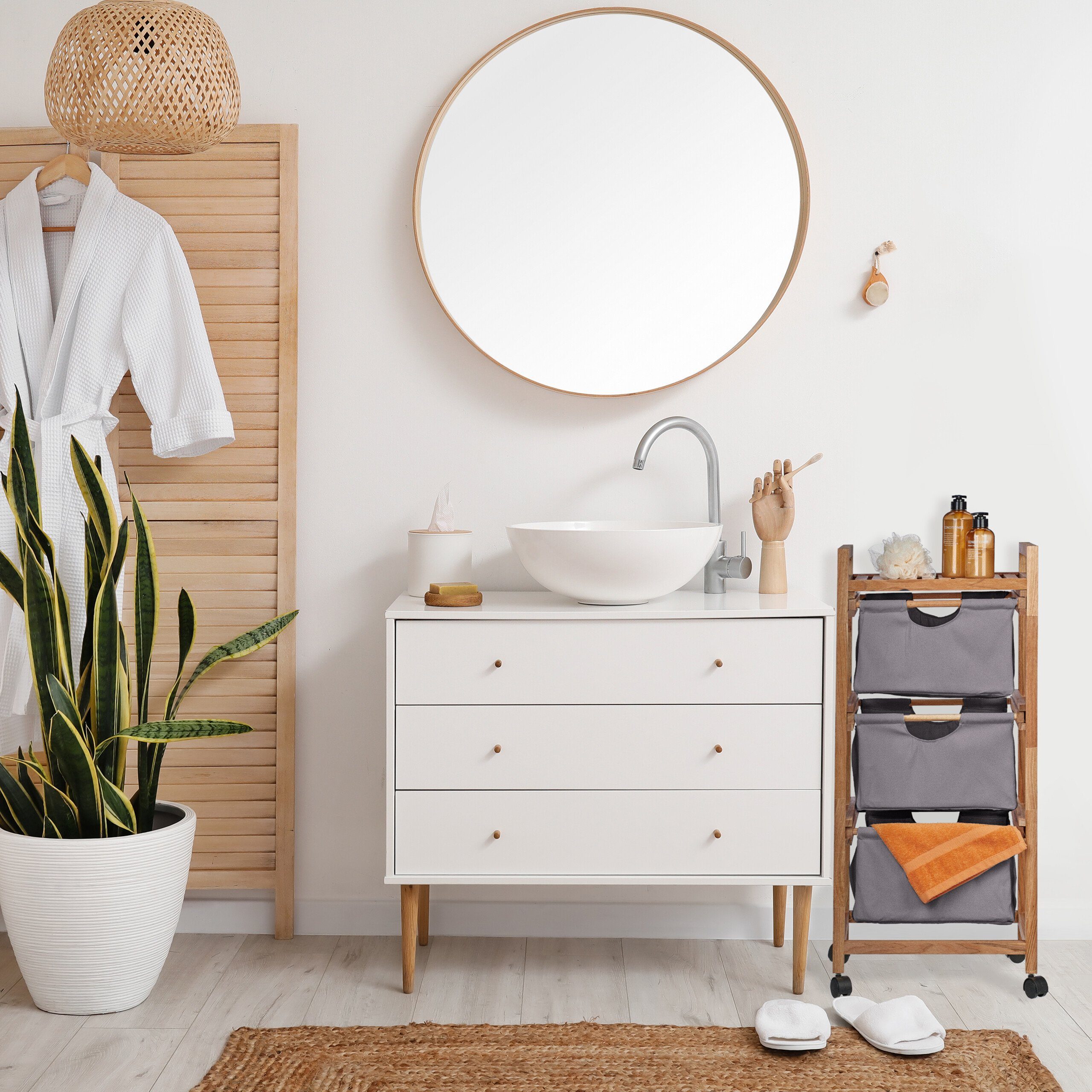 relaxdays Badregal mit 3 Wäschekörben grau günstig online kaufen