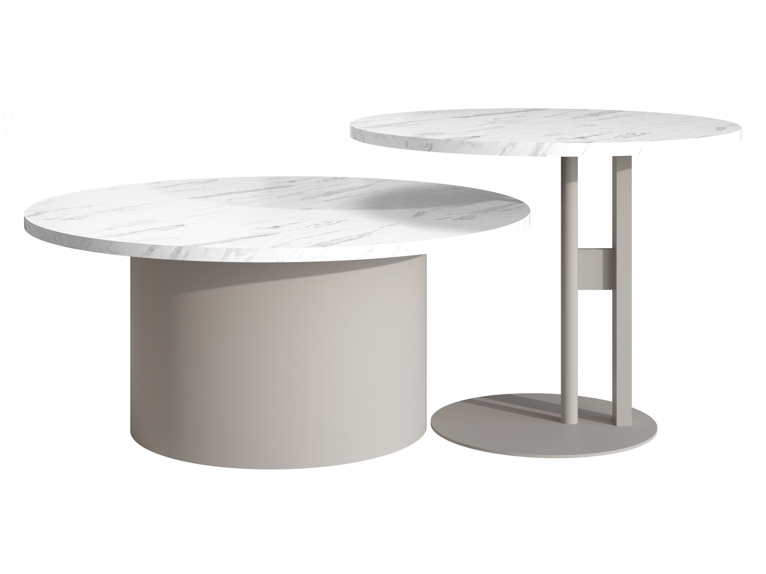 MIRJAN24 Couchtisch Monar Cashmere (2er-Set), Beine aus Stahl, 58x58x45 cm + 75x75x33 cm