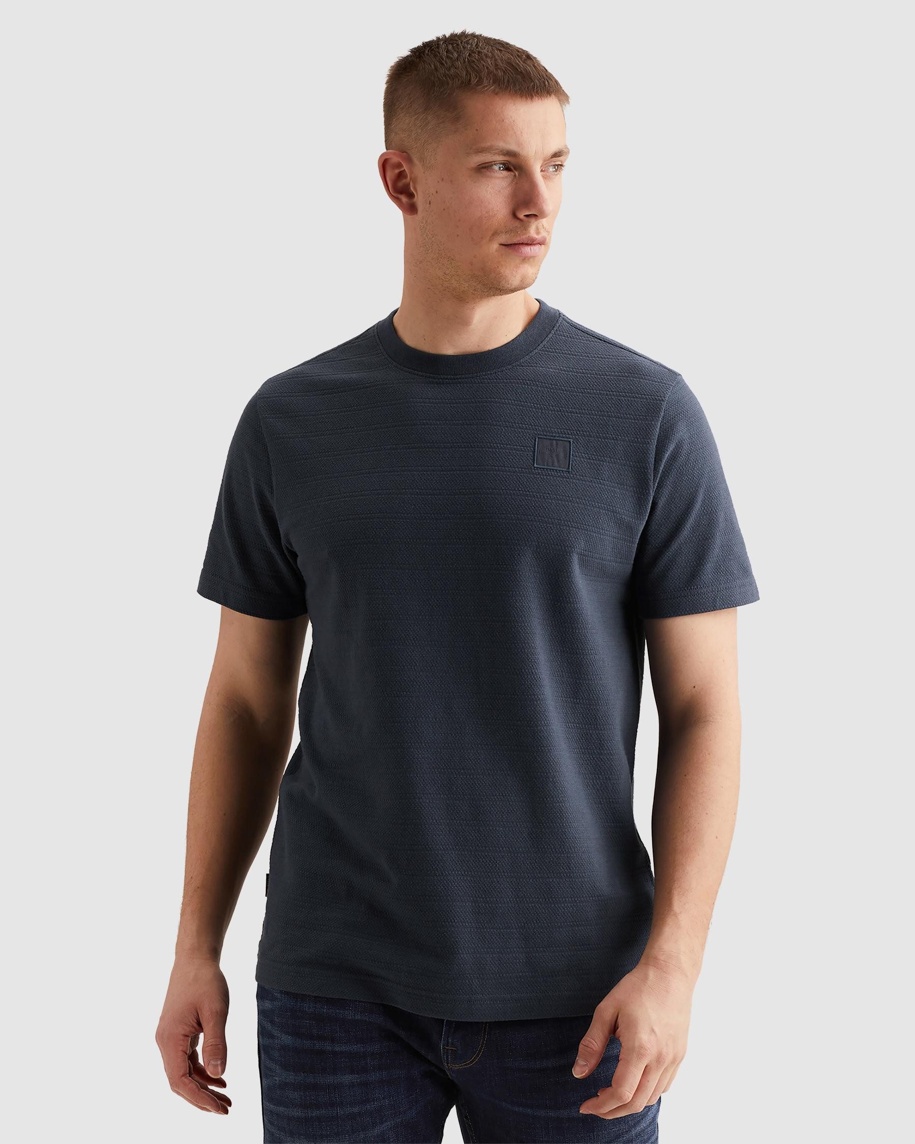 PME LEGEND T-Shirt Short Sleeve Jacquard Striped mit Rundhals, Baumwoll-Qualität