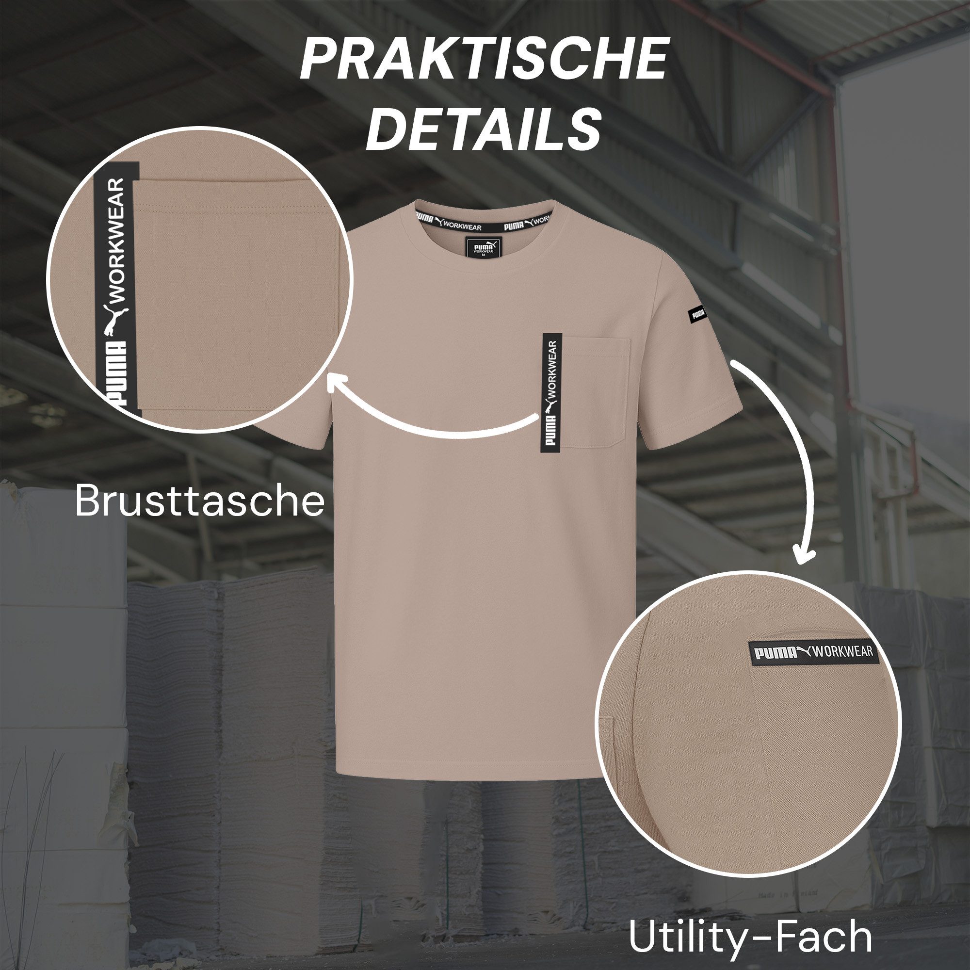PUMA Workwear T-Shirt ADVANCED Arbeitsshirt - Herren Shirt mit Brusttasche - Utility Fach Strapazierfähiges und atmungsaktives Gewebe, für Handwerk und Logistik – Bild 3 von 5