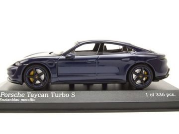 Minichamps Modellauto Porsche Taycan Turbo S 2020 blau metallic Modellauto 1:43 Minichamps, Maßstab 1:43