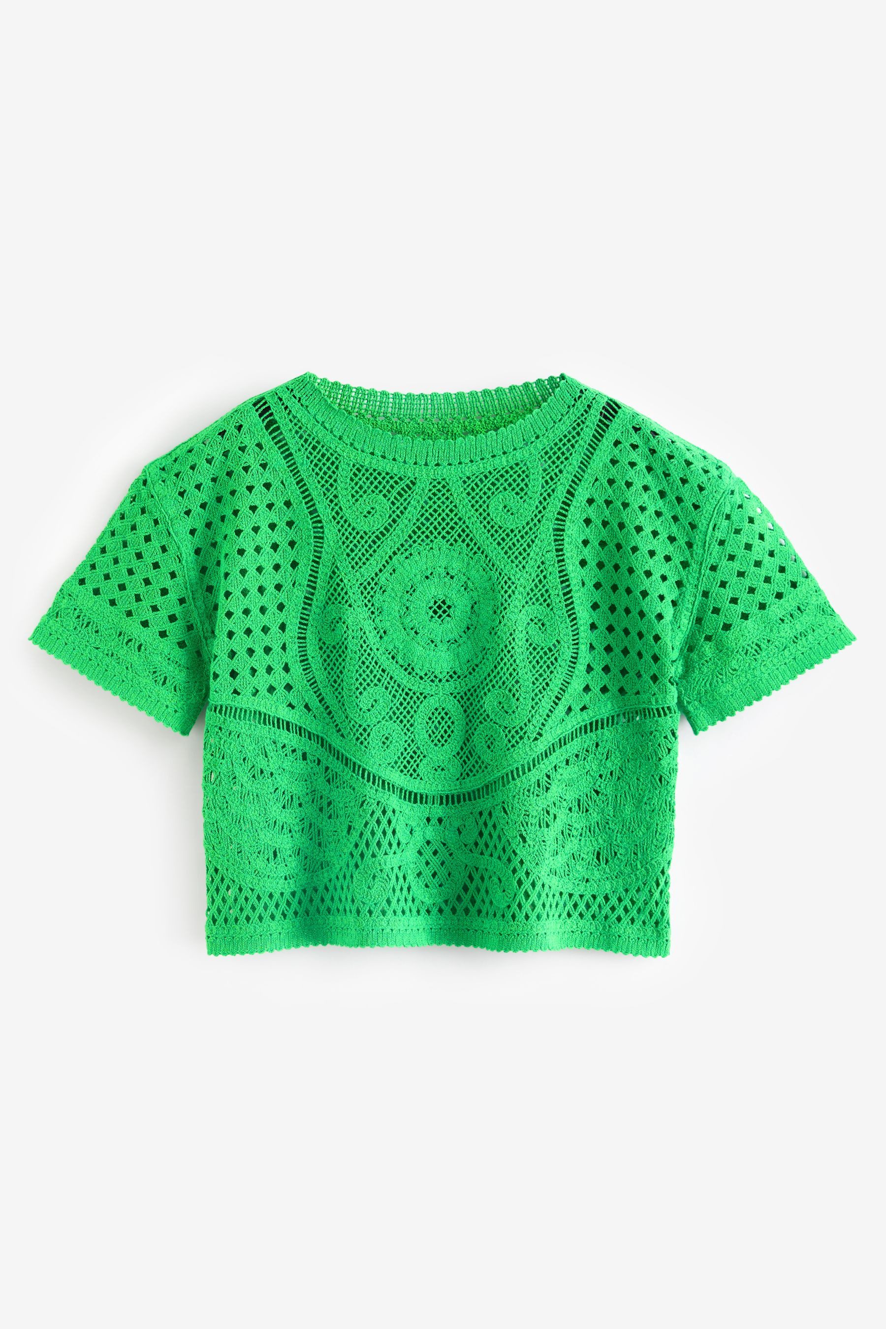 Next Kurzarmpullover T-Shirt mit gehäkeltem Ausschnitt günstig online kaufen