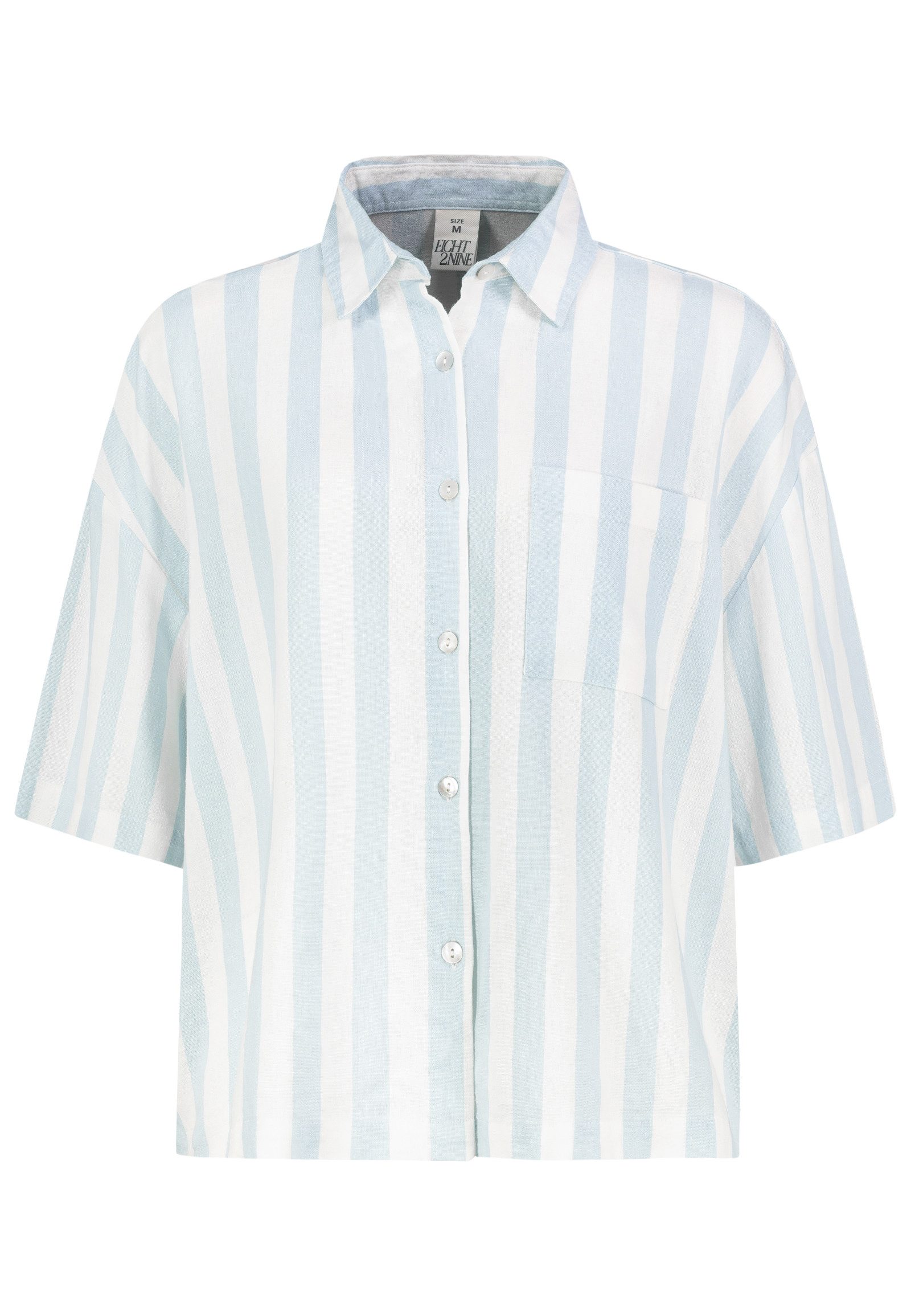 Eight2Nine Blusenshirt Leichtes Strukturdesign Kentkragen Knopfleiste Langarm (1-tlg) D62795AG11169_Blouse