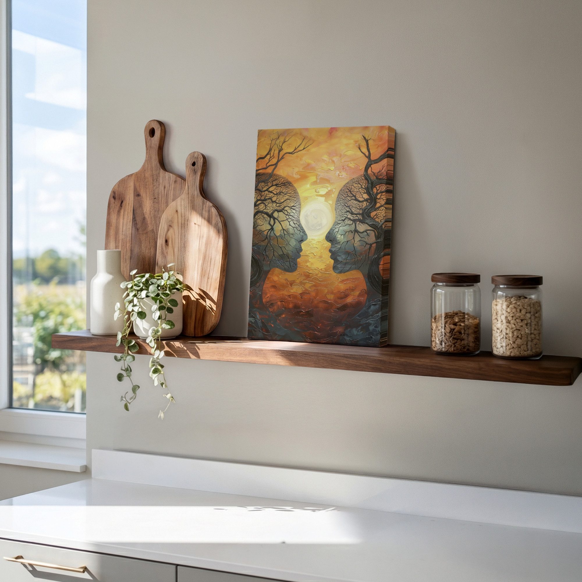OneMillionCanvasses® Leinwandbild Bäume - Gesichter - Sonne - Kunst, Fotodruck (1 St), Leinwand Canvas Wandbild, Wanddekoration 20x30 cm – Bild 5 von 5