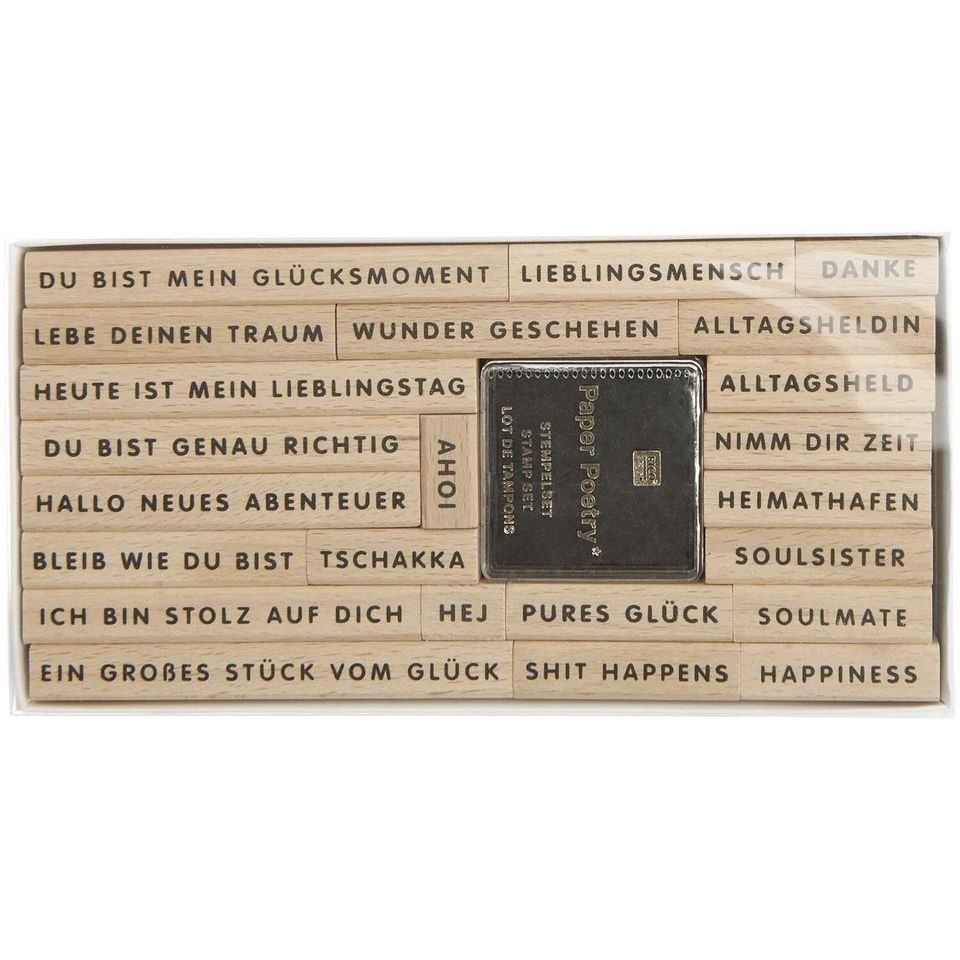 Rico Design Stempel Holzstempelset mit Schriftzügen