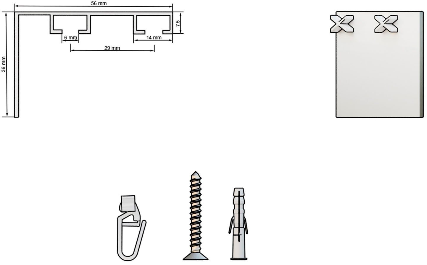 OTTO home Gardinenschiene Tanbul, 2-läufig, Bohren, Aluminium, 2-läufig, Fixmaß, mit Bohren, verschraubt, Aluminium – Bild 4 von 5