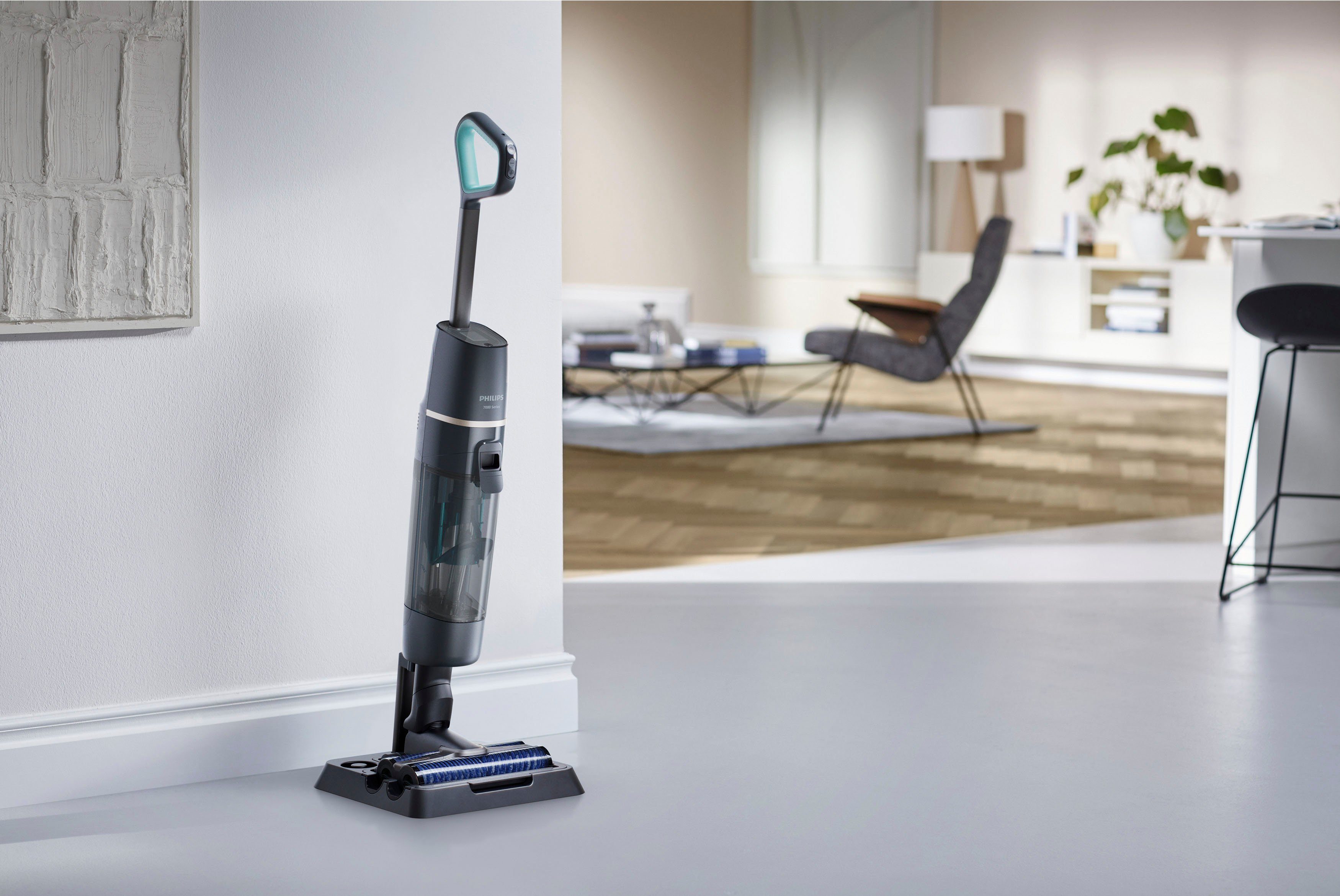 Philips Nass-Trocken-Akkusauger AquaTrio Cordless 7000 XW7110/01 Zug, beutellos, einem Saugen Wischen in Series, und