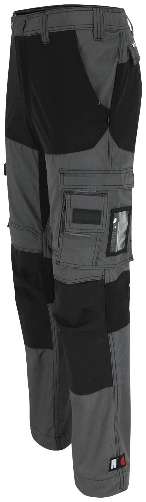 Herock Arbeitshose Hector Multi-Pocket, verstärkte Knietaschen verdeckter grau 4-Wege-Stretch, Hoses Knopf