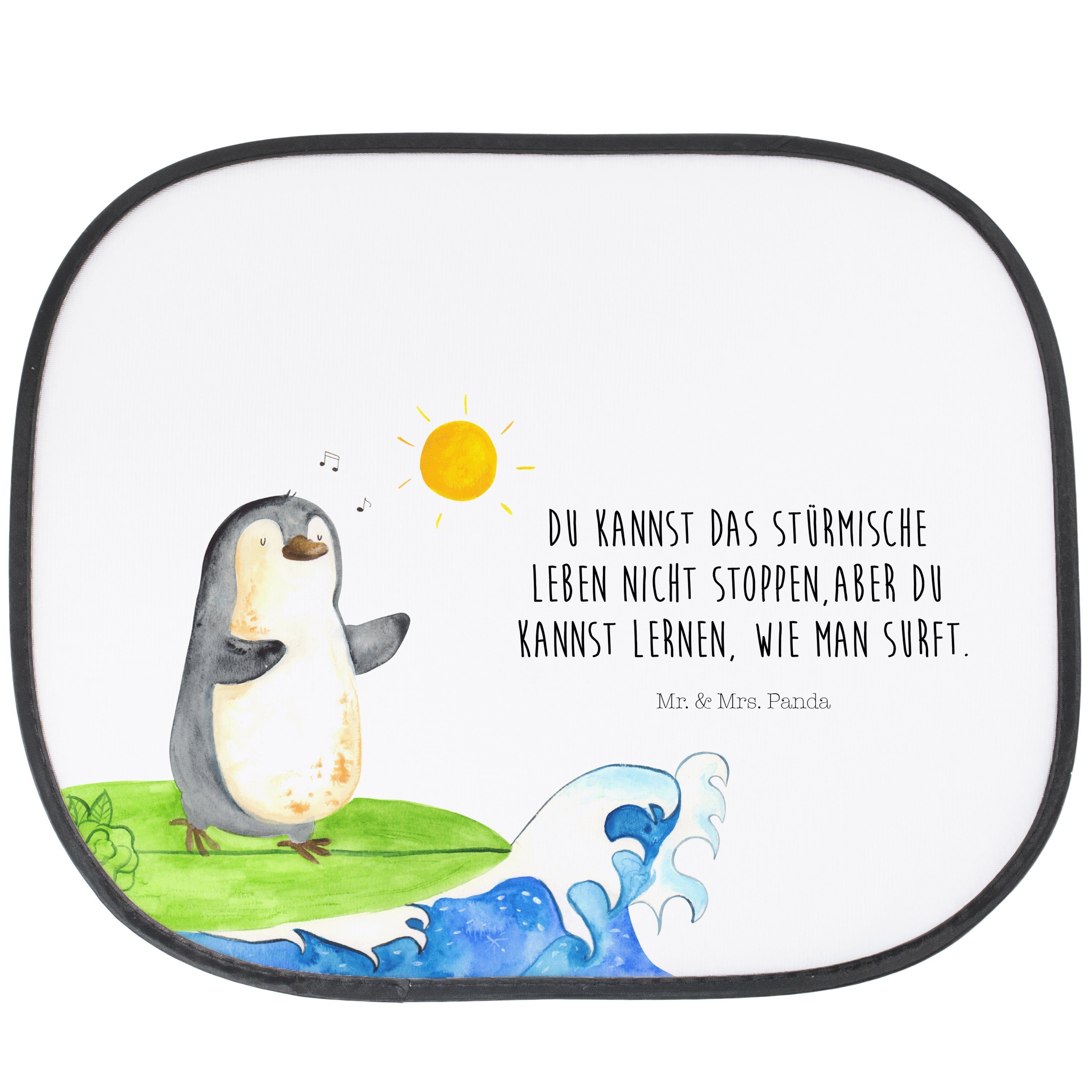 Sonnenschutz Pinguin Surfer - Weiß - Geschenk, Sonnenblende
