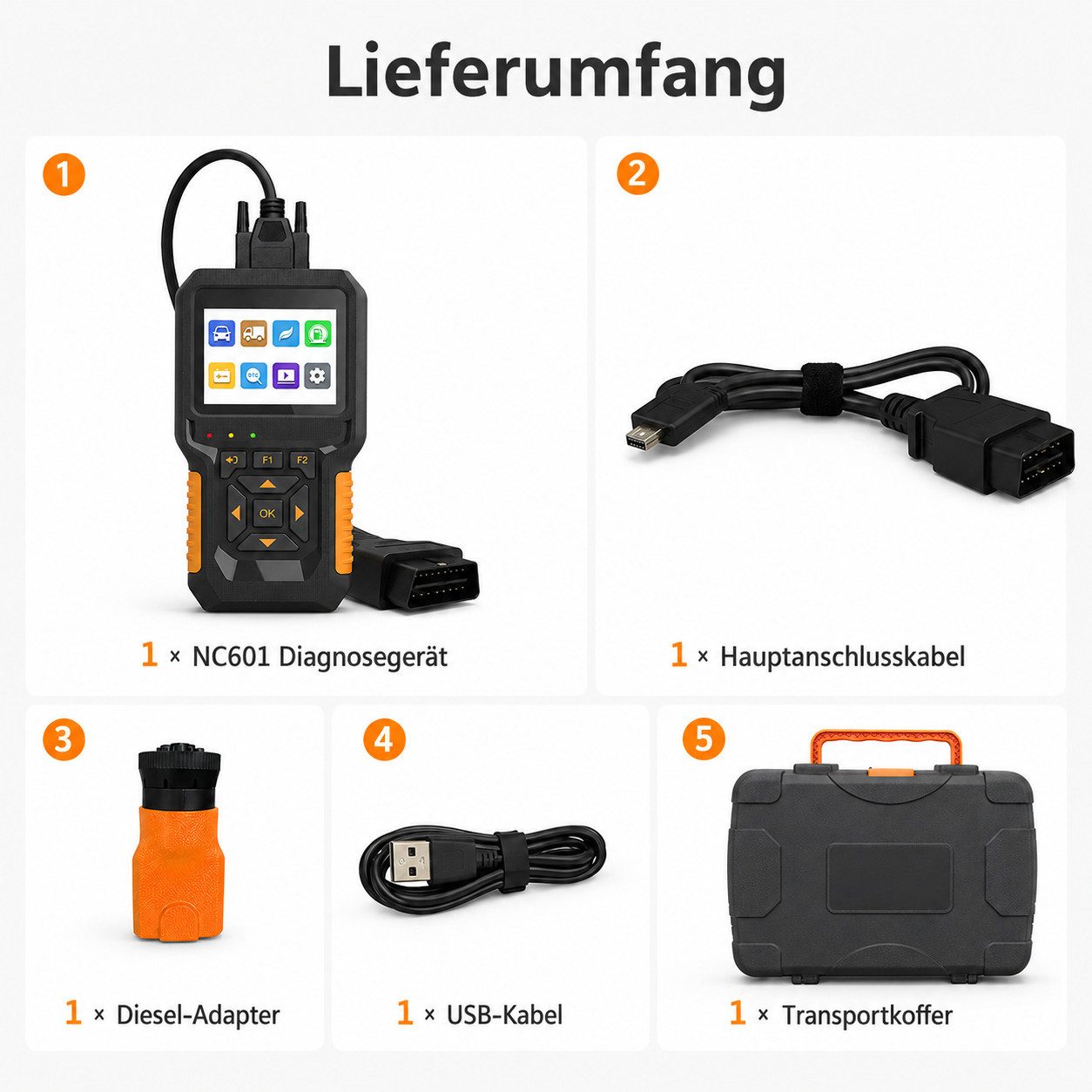 Lisabonde OBD2-Diagnosegerät Kfz Diagnosegerät OBD2 Kfz Fehlerlesegerät 12V 24V, Set, Echtzeit-Datenstrom – Bild 5 von 5
