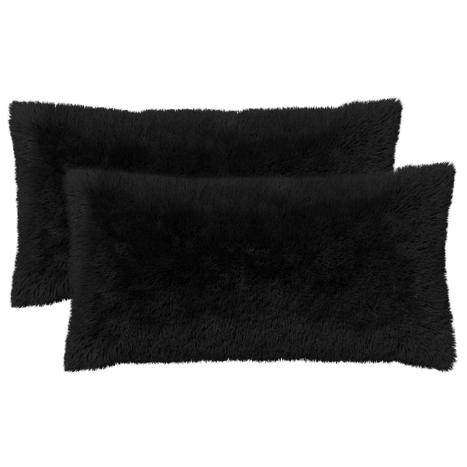 vidaXL Kissenbezug Kissenbezug 2 pcs HEERLEN Schwarz 40 x 80 cm PV Fleece, (2 Stück)