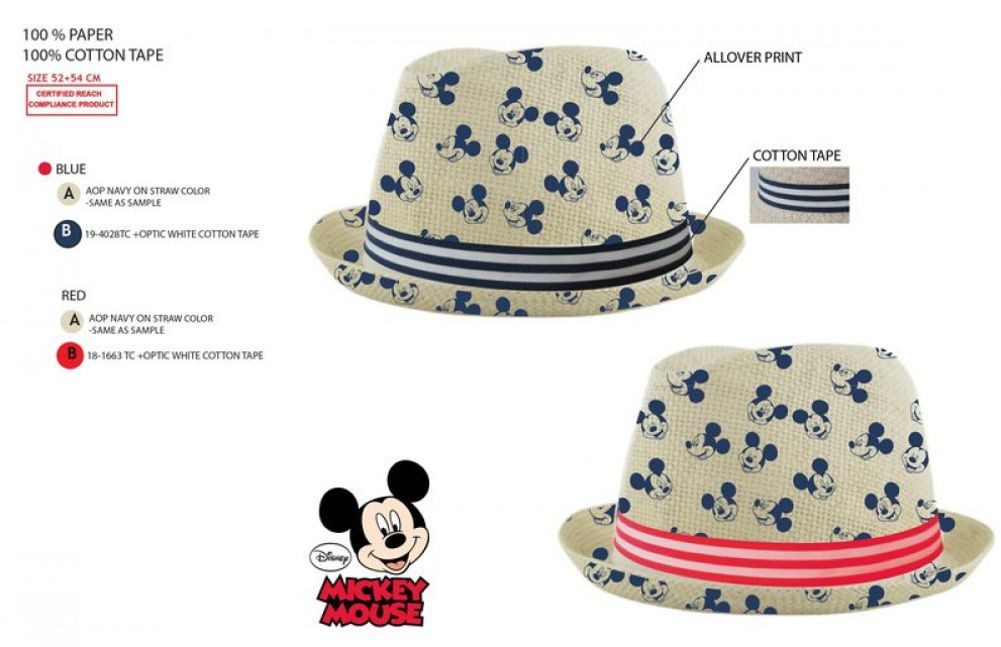 Disney Mickey Mouse Strohhut Mickey Mouse Kinder Hut Sonnenschutz Jungen + Mädchen