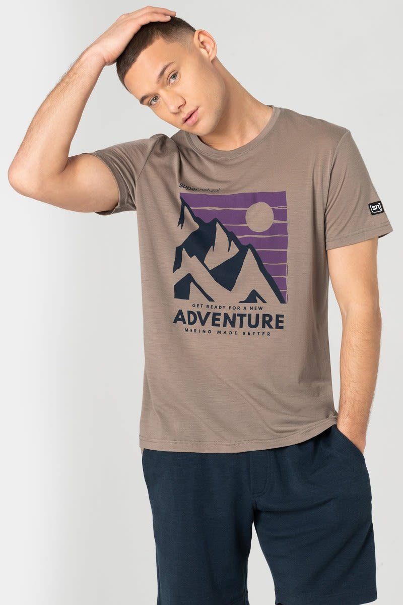 Tee Adventure Brindle Passion SUPER.NATURAL - T-Shirt Super.natural Mountain - Purple Blueberry M Herren