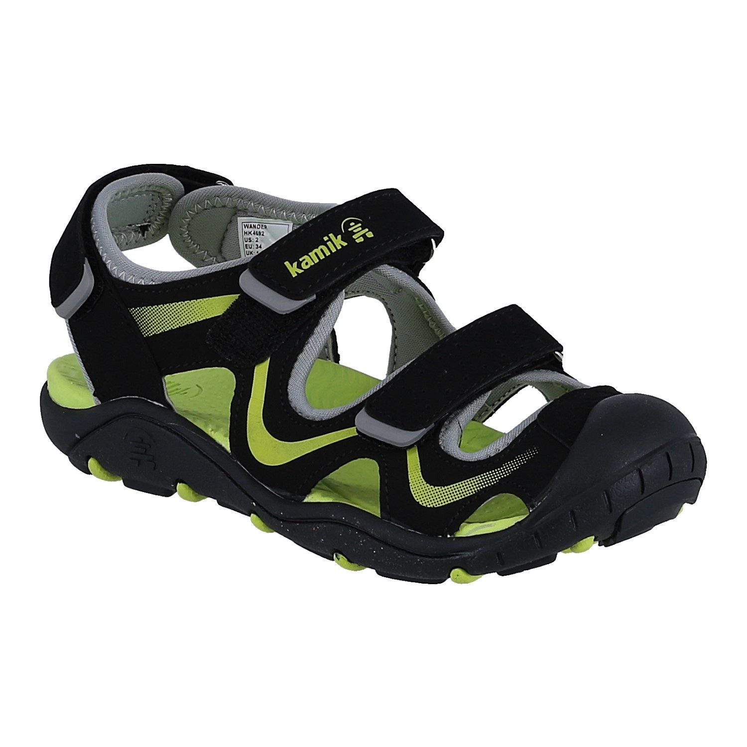 Kamik Wander (Klettverschluss) schwarz/lime Kinder Sandale