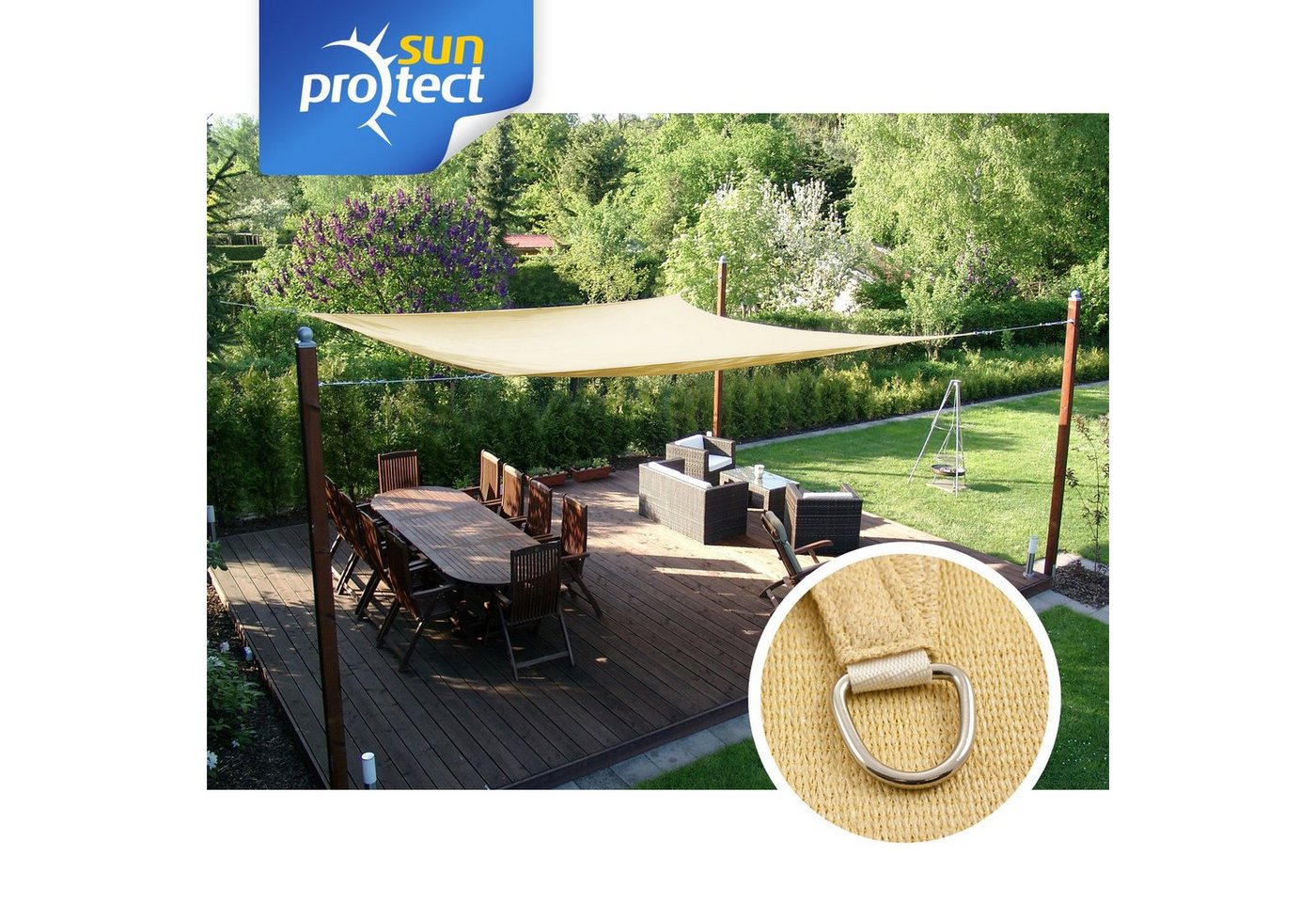 Thumbnail - sunprotect Sonnensegel 3 x 2 m Rechteck, ideal für Garten, Balkon & Terrasse