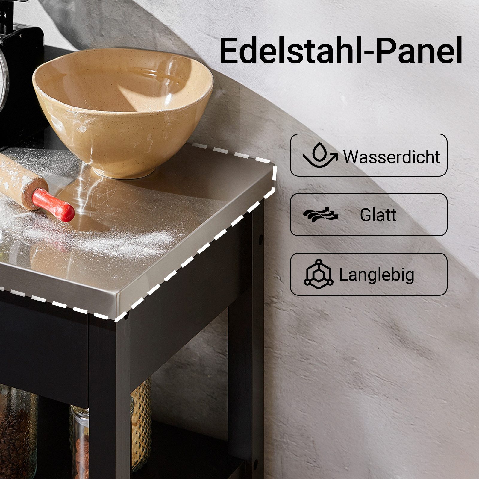 SoBuy Küchenwagen FKW22, Beistelltisch Küchenregal stehend Küchenschrank, Küchenwagen mit Rollen Servierwagen Rollwagen, Küche Esszimmer Büro – Bild 4 von 5