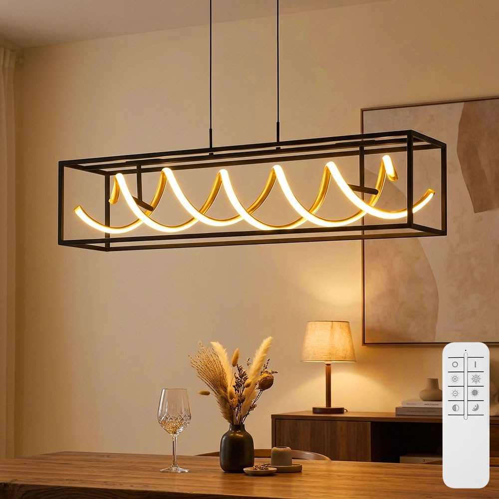 FISCHER & HONSEL LED-Hängeleuchte, LED-Leuchtmittel fest verbaut, Farbwechsel, Neutralweiß, Kaltweiß, Warmweiß, Tageslichtweiß, Hängelampe Pendel LED höhenverstellbar Fernbedienung dimmbar CCT gold
