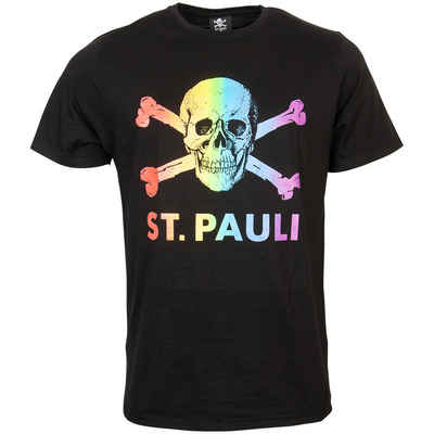 FC St. Pauli T-Shirt T-Shirt Totenkopf mit Muster/Farbe (Regenbogen)
