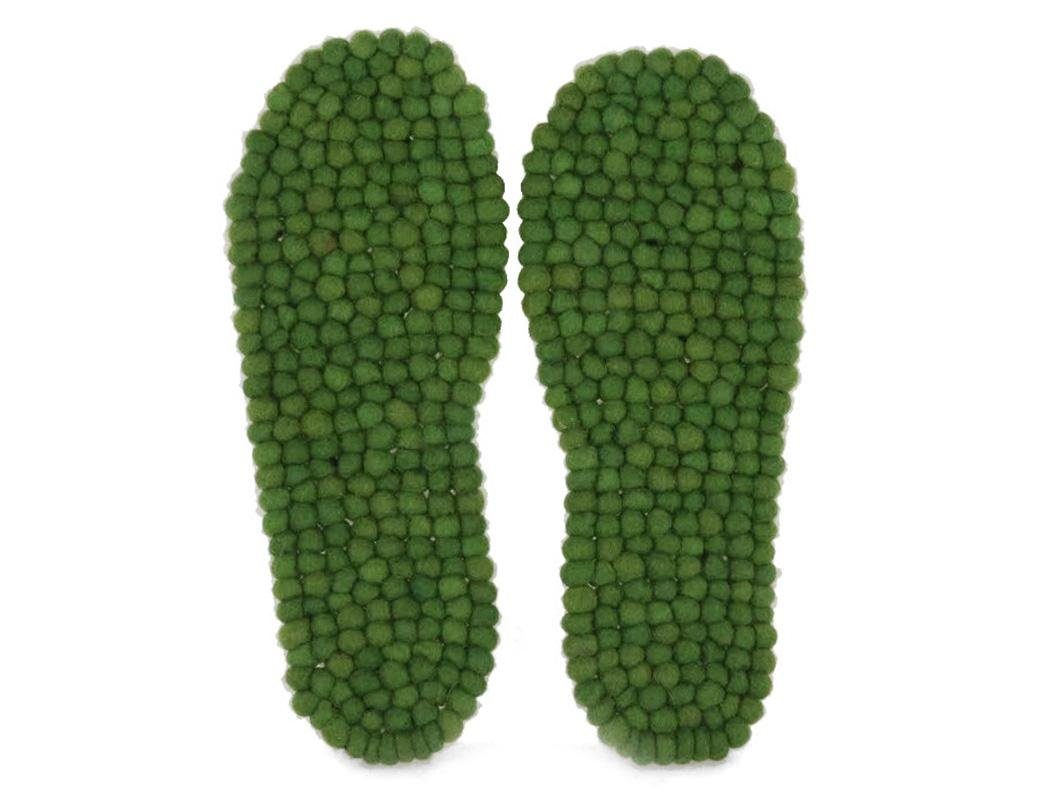 WoolFit grasgrün und handgefilzt Filzkugeln, handvernäht Einlegesohlen Einlegesohle aus
