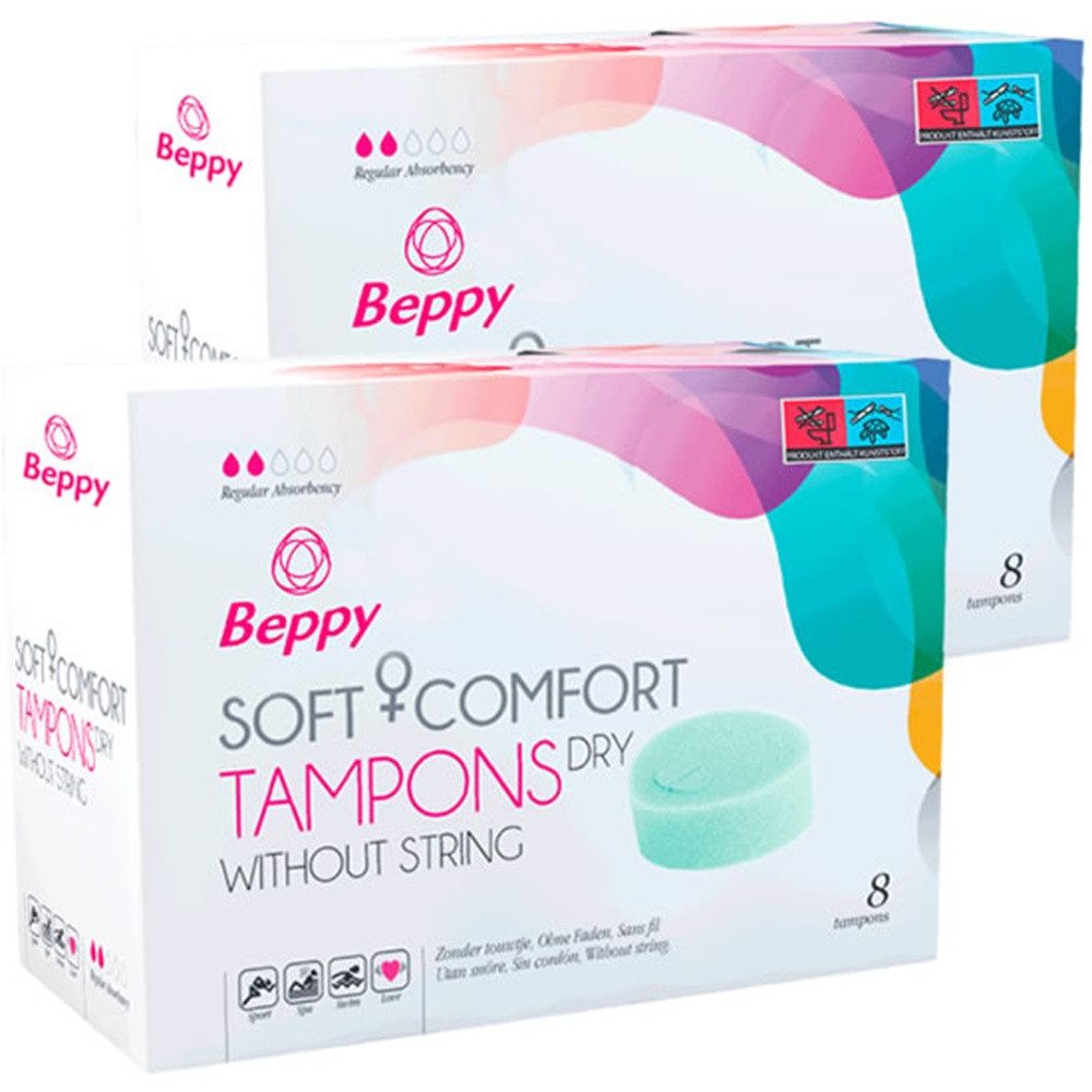 Beppy Tampons DRY, 16-St., (Classic) Soft + Comfort Tampons Doppelpack, 2 x 8 Stück, ohne Fädchen