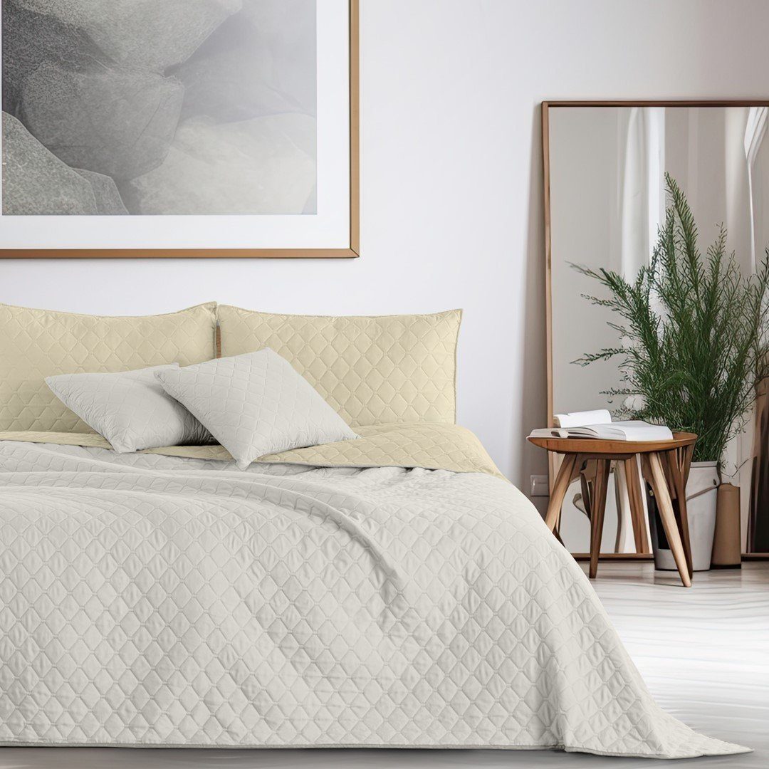DecoKing Tagesdecke Bettüberwurf mit Uni Wendedesign leichte Allzweckdecke Wohndecke, Wendedesign, Zweifarbig, Steppung