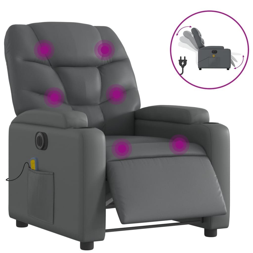 vidaXL Sessel Massagesessel Elektrisch Grau Kunstleder günstig online kaufen