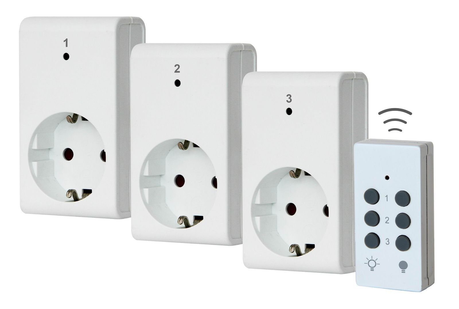 REV Ritter GmbH Funksteckdose 3+1 Funkschalt-Set Funksteckdosen Set mit Fernbedienung