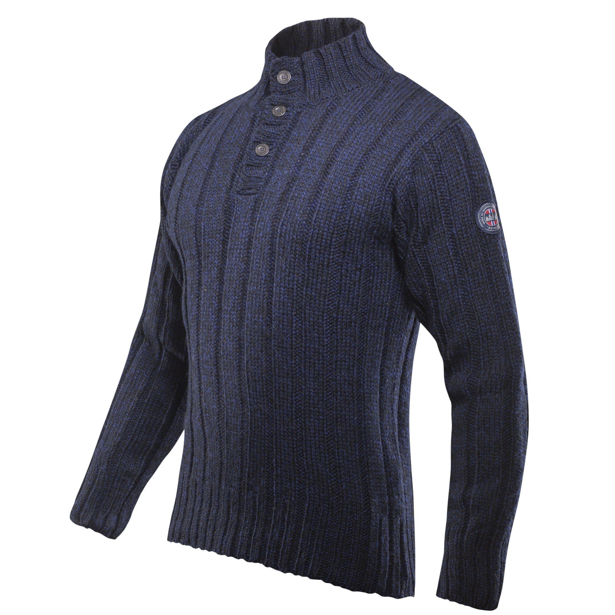 Blue Nansen Melange Neck Devold Wool Devold Sweater Dark Button Fleecepullover