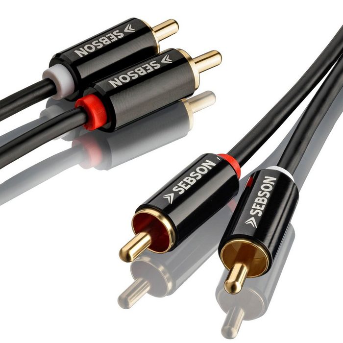 SEBSON Cinch Kabel 50cm - 2x Chinch zu 2x Cinch Stecker RCA - AUX Audio Kabel Optisches-Kabel (50 cm)