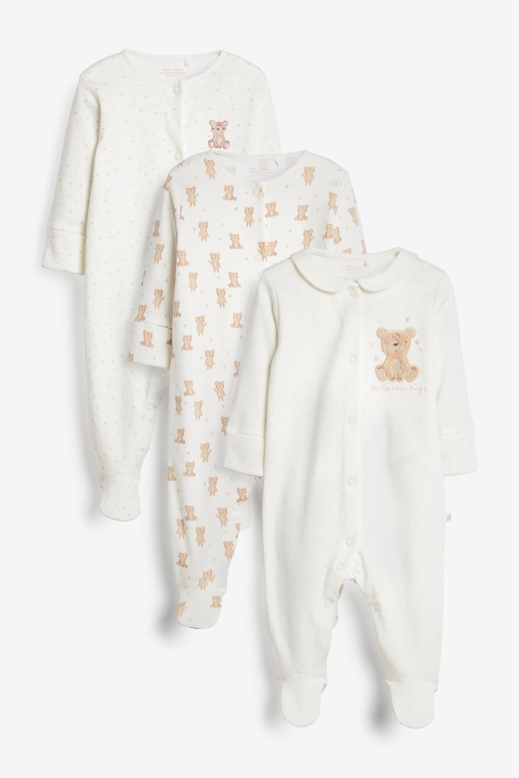 Next Schlafoverall Babyschlafanzüge mit Applikation im 3er-Pack (3-tlg) Tan Bear