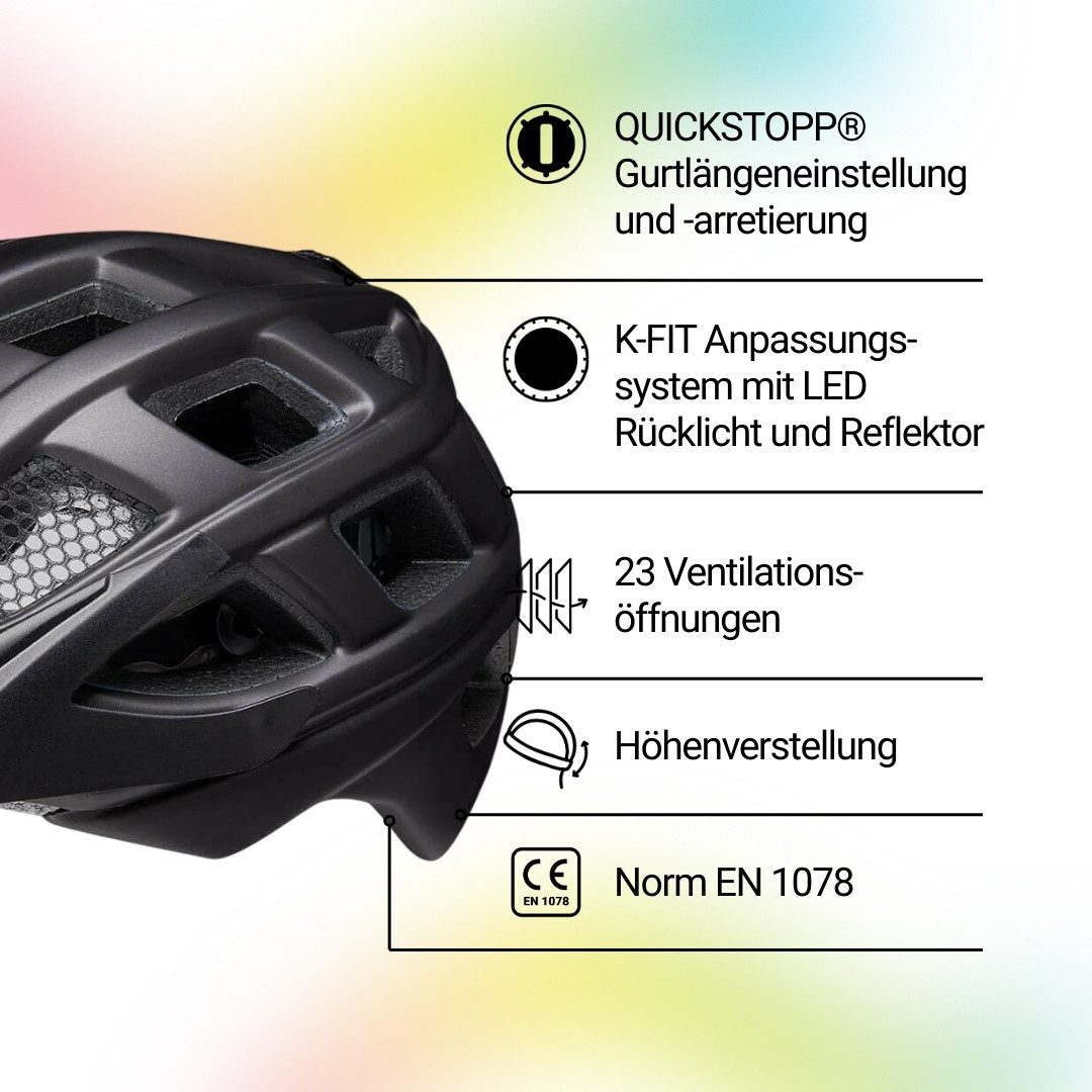 KED Fahrradhelm Kailu Jugend MTB Helm, Mit K-FIT Anpassungssystem Und Sicherer Gurtführung